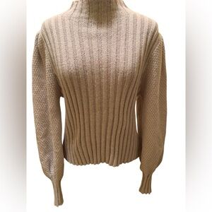 Shein Cozy Mock Turtleneck Sweater with knit balloon sleeves
